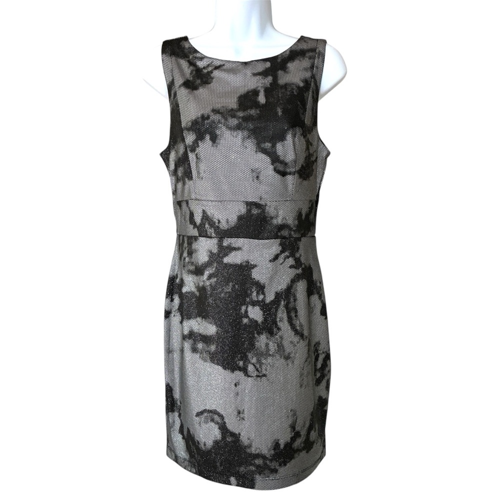 Forever 21 Sleeveless Bodycon Cocktail Party Dress Black Gray w/Metallic Shimmer